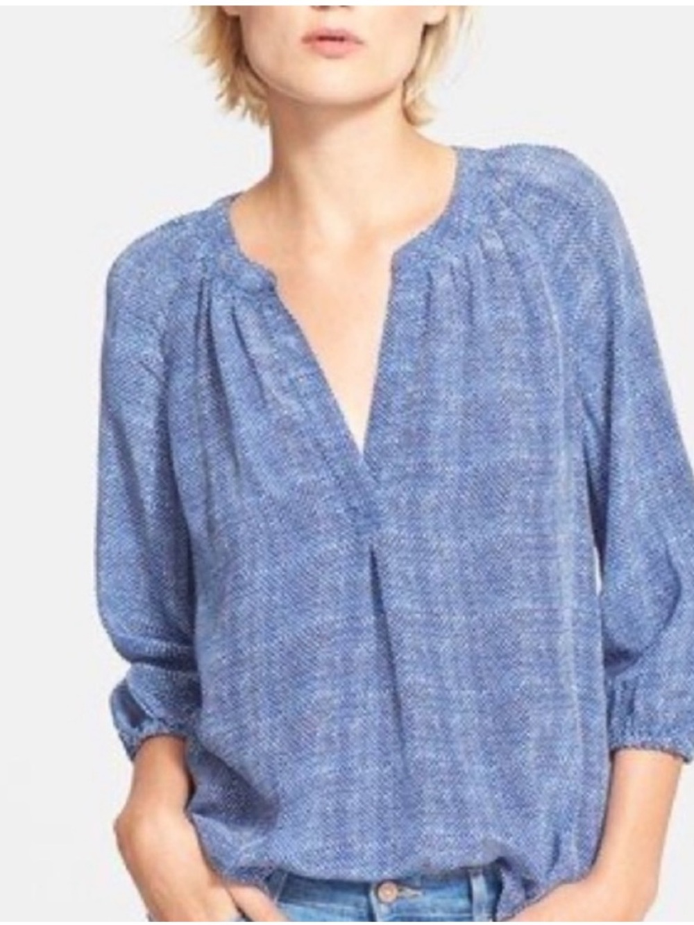 NWOT Joie Addie B Abstract Blue Silk Top M
